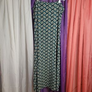 LULAROE Teal and cream maxi skirt | Size L